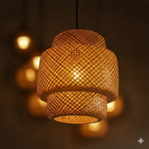 Cylindrical Bamboo & Cane Webbing Sheet Hanging Light (Beige) | Buy Online in UK at ZetMart